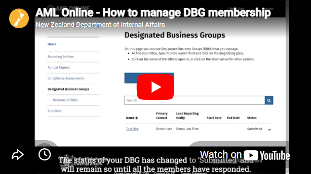 How to manage DBG membership on AML Online (click on image to open YouTube) How to manage DBG membership on AML Online